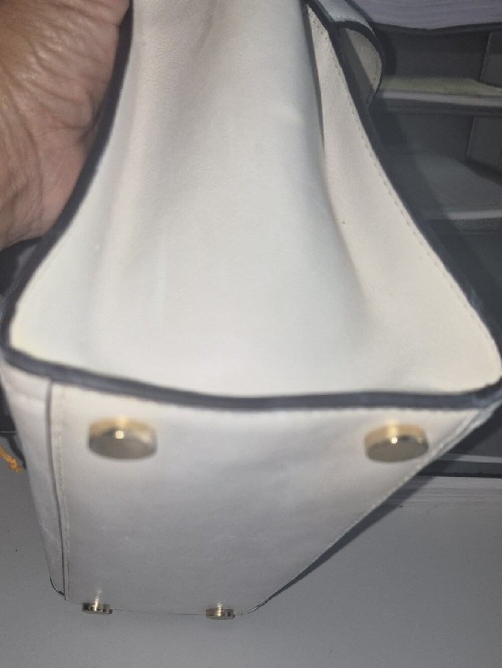Michael Kors White Top-Handle Satchel with Gold Hardware and Polka Dot Scarf. - Picture 10 of 10